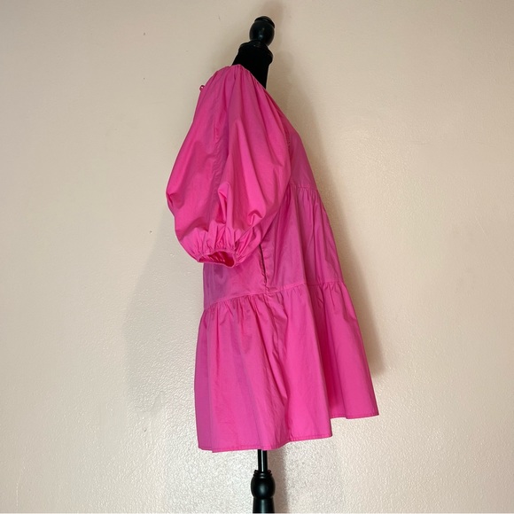 PINK PUFF SLEEVE TIRED MINI DRESS - Picture 4 of 6